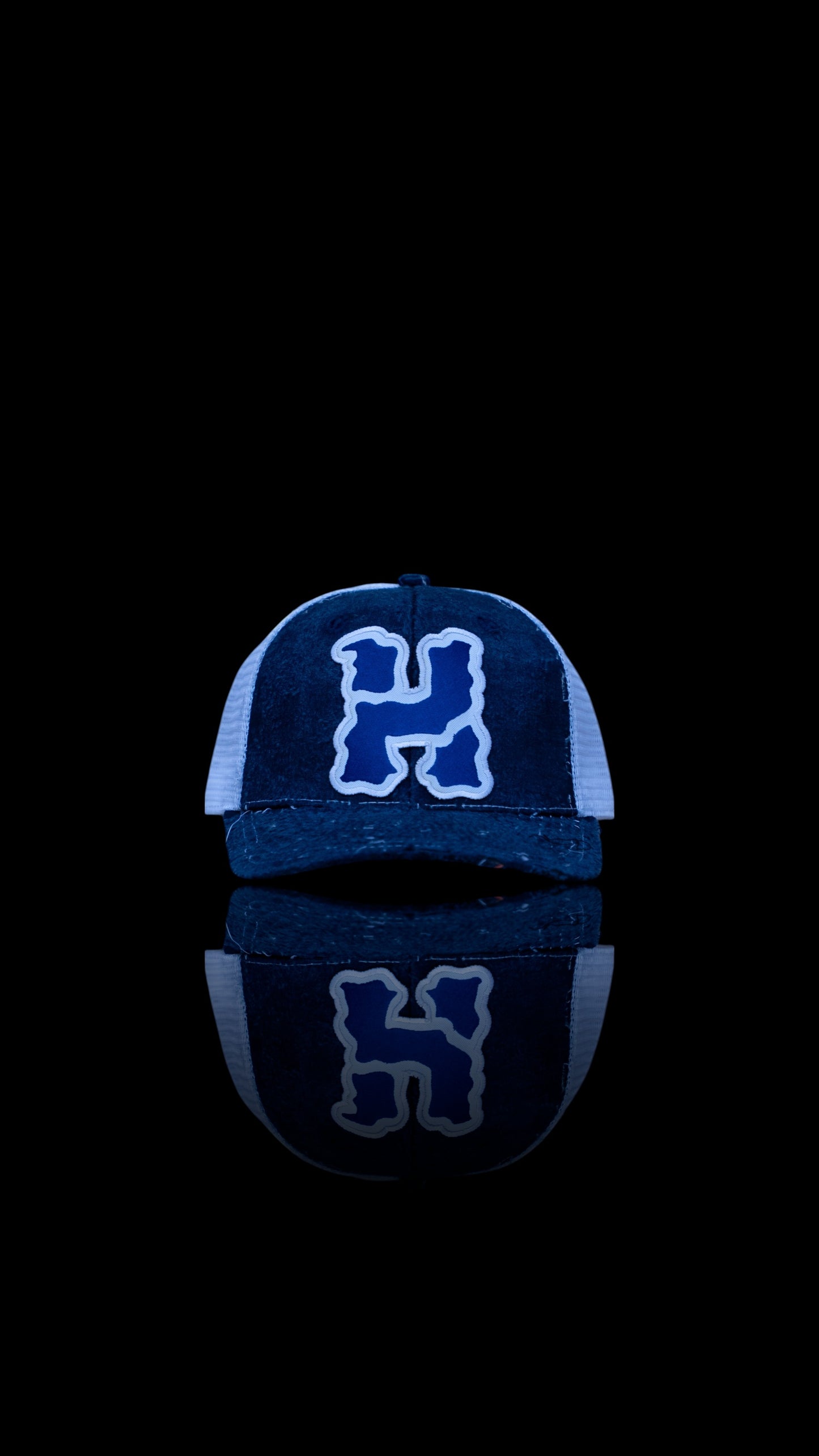D€$TRØ1D DARK BLU3 & WH1TE C4P