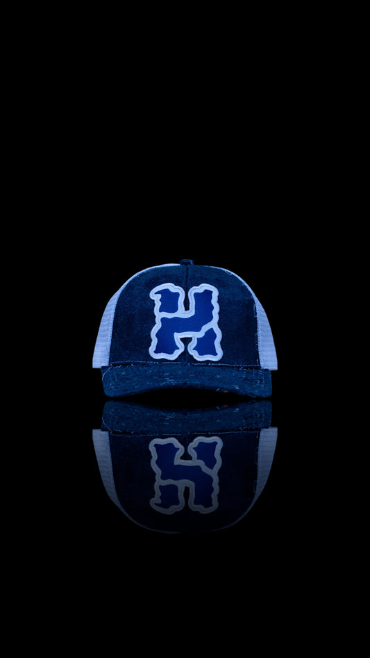D€$TRØ1D DARK BLU3 & WH1TE C4P
